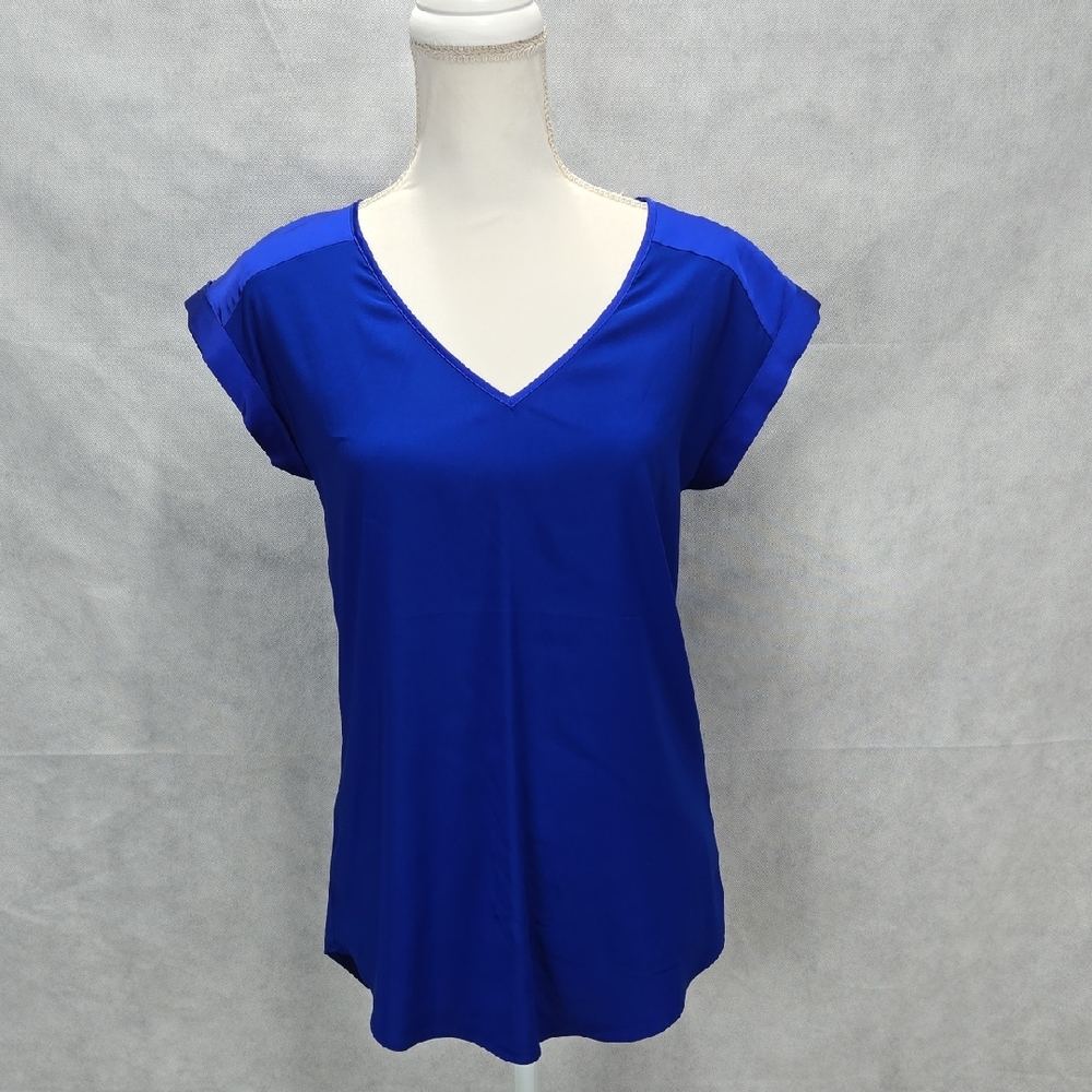 Express Royal Blue V-Neck Blouse